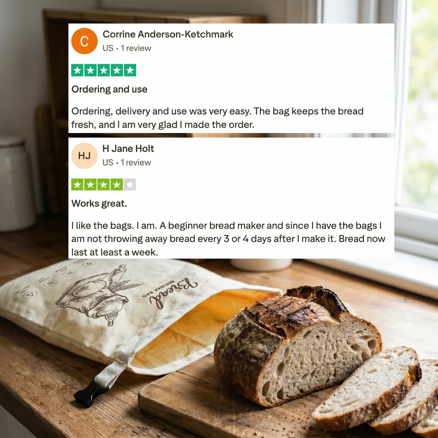 Pantopia Cotton-Beeswax Bread Bags